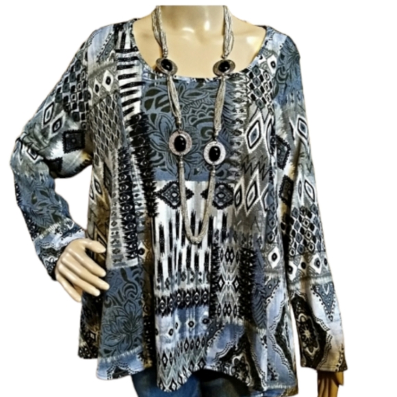 Camille & Company Blousy Print Top - Picture 1 of 6